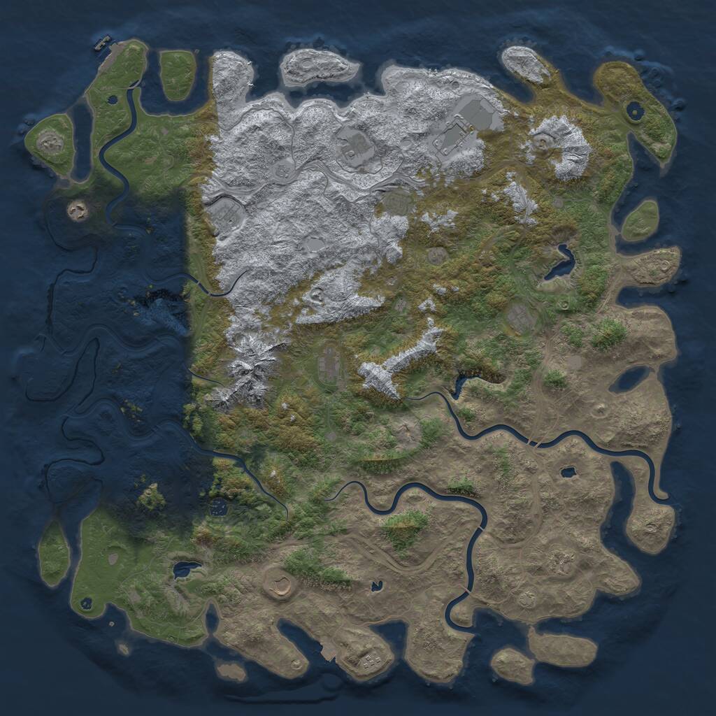 Rust Map: Procedural Map, Size: 6000, Seed: 1799269804, 17 Monuments