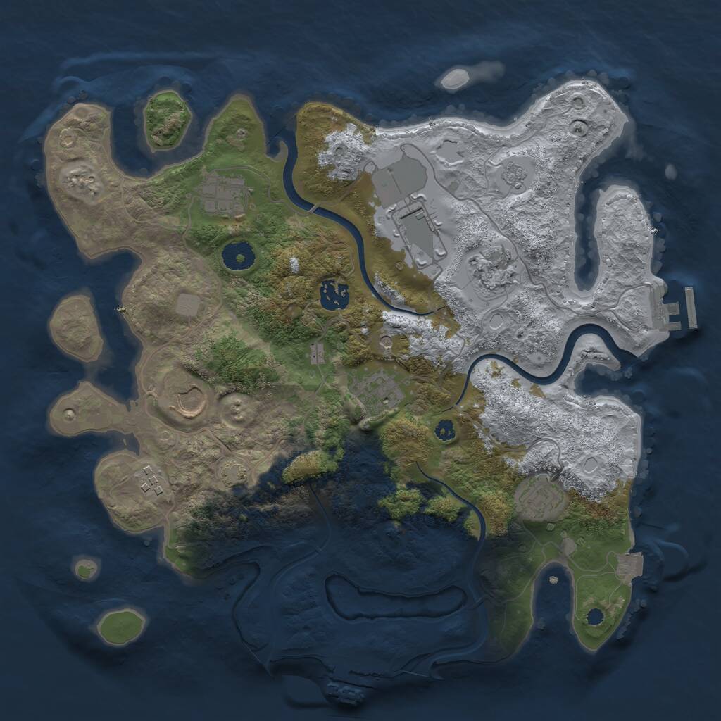 Rust Map: Procedural Map, Size: 3500, Seed: 129388946, 14 Monuments