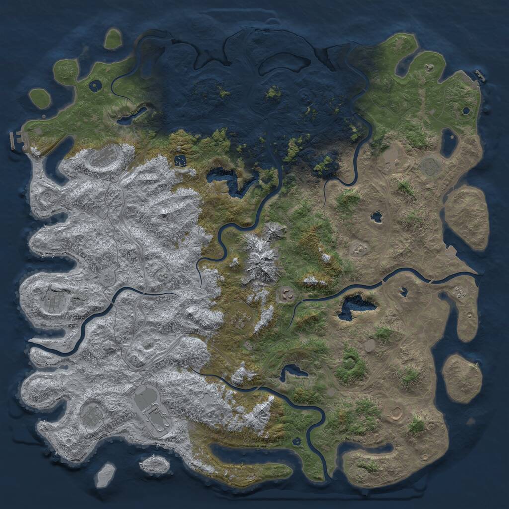 Rust Map: Procedural Map, Size: 6000, Seed: 58624841, 17 Monuments