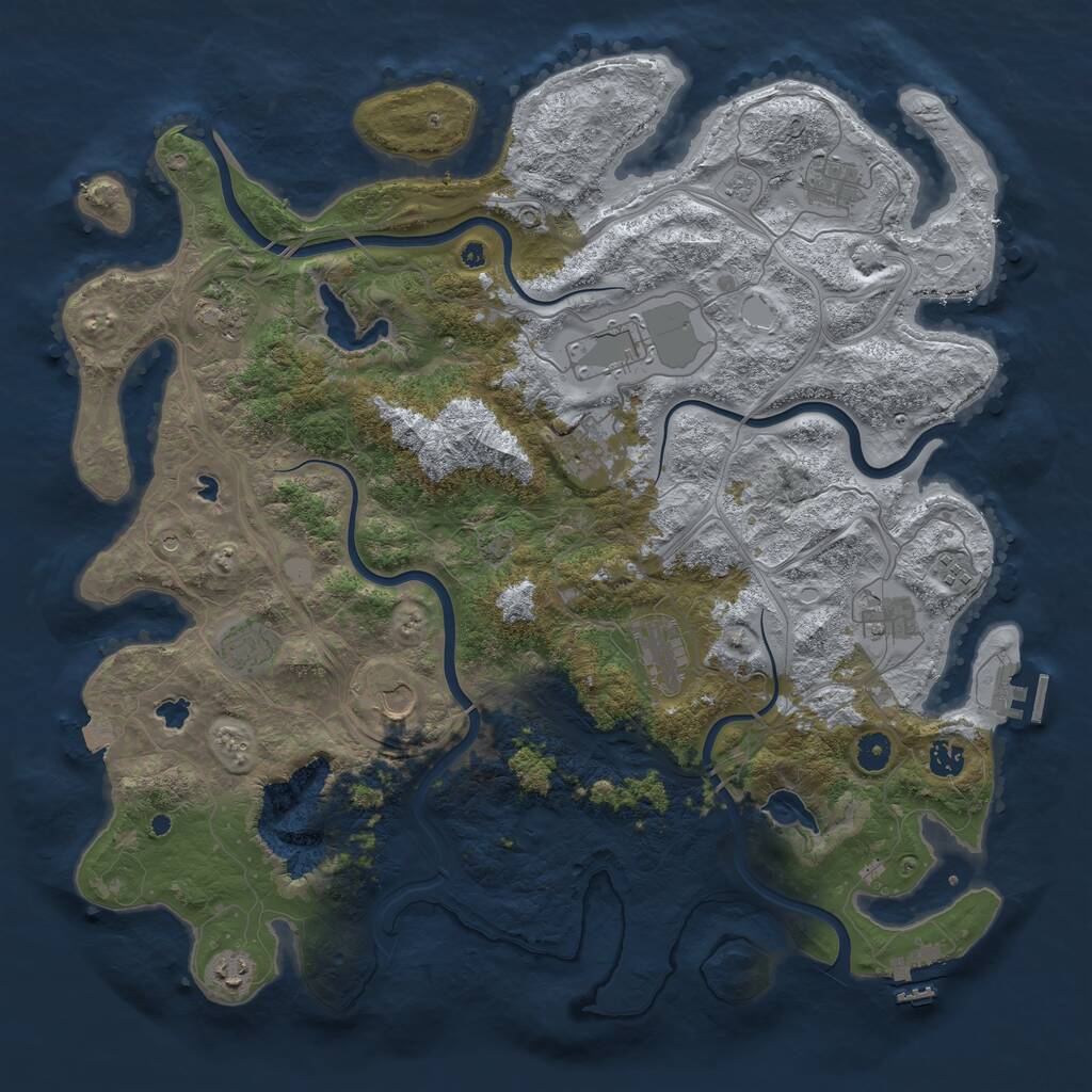 Rust Map: Procedural Map, Size: 4500, Seed: 1120360647, 17 Monuments
