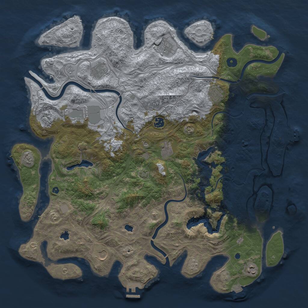 Rust Map: Procedural Map, Size: 4500, Seed: 58300973, 16 Monuments
