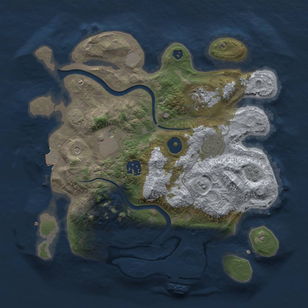 Rust Map: Procedural Map, Size: 3000, Seed: 83688377, 9 Monuments
