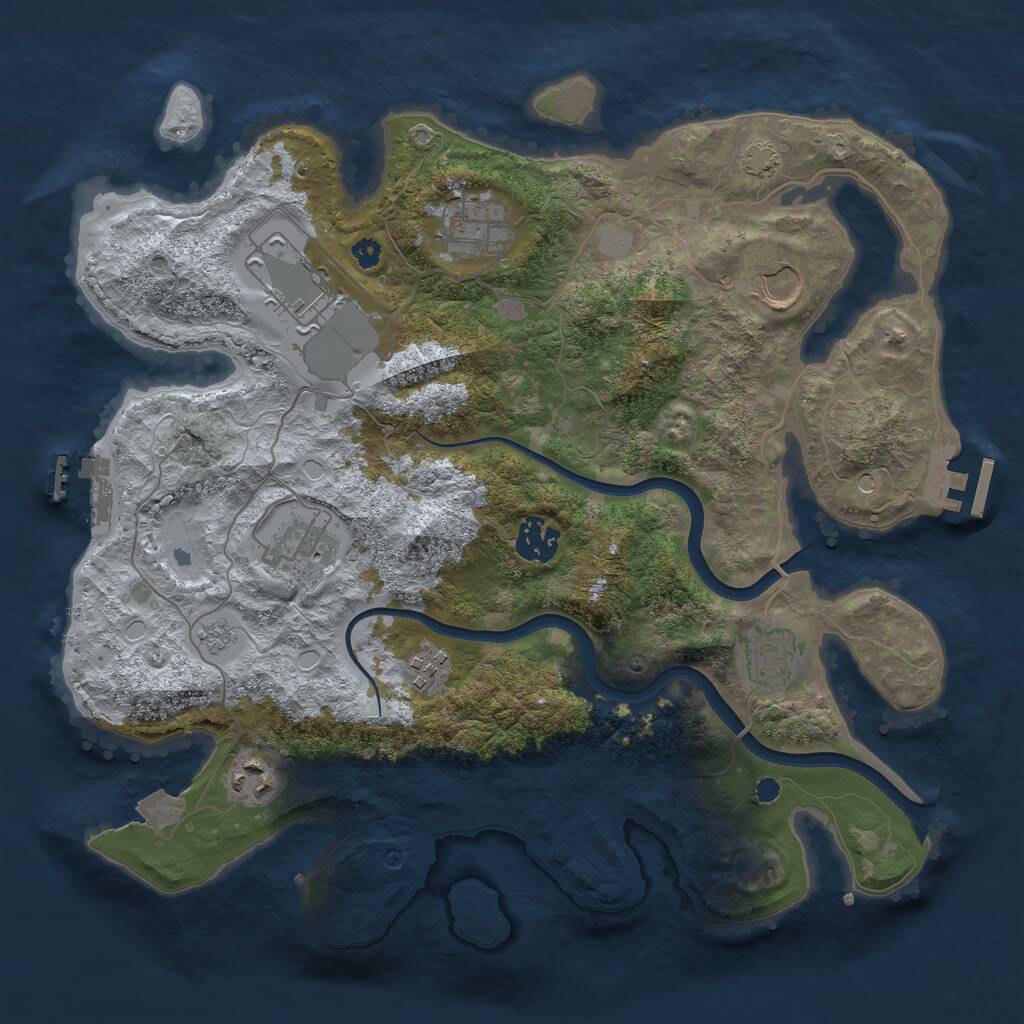 Rust Map: Procedural Map, Size: 3500, Seed: 740977884, 14 Monuments