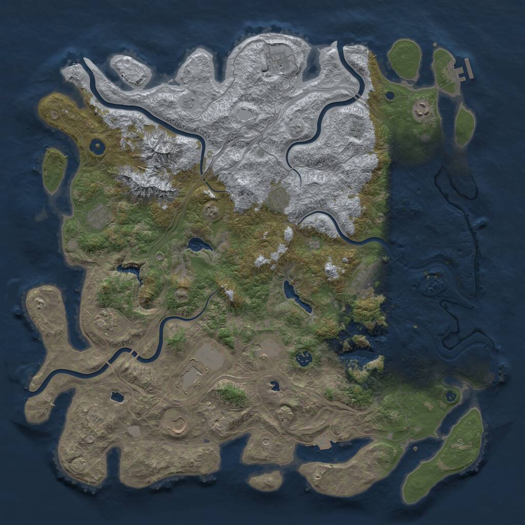 Rust Map: Procedural Map, Size: 5000, Seed: 1711077374, 17 Monuments