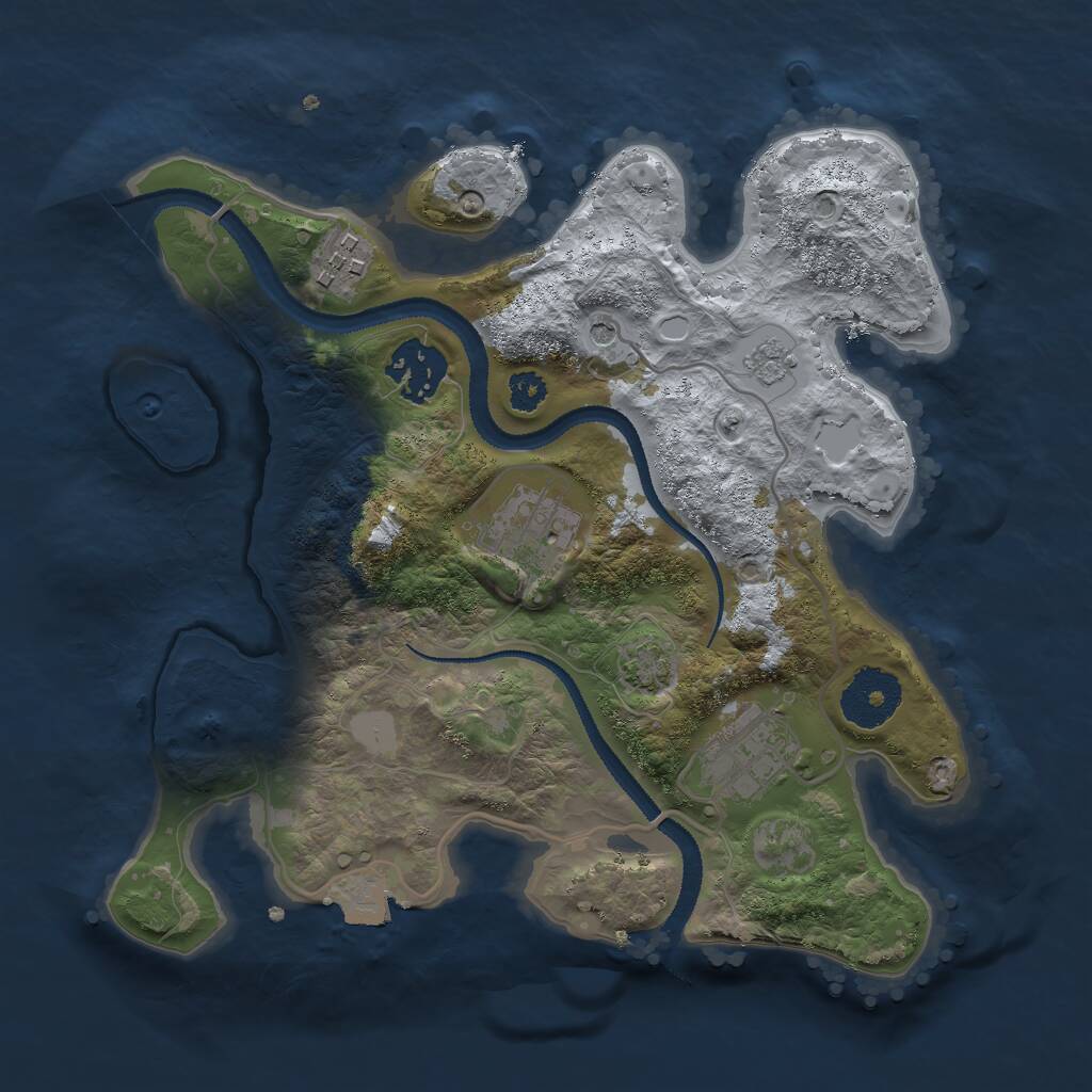 Rust Map: Procedural Map, Size: 2777, Seed: 1222131, 8 Monuments