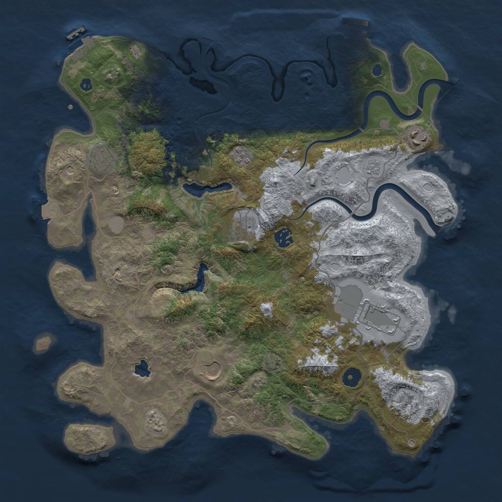 Rust Map: Procedural Map, Size: 4000, Seed: 501909349, 14 Monuments