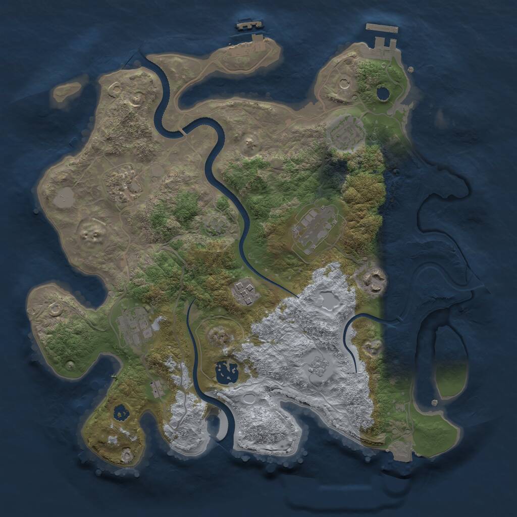 Rust Map: Procedural Map, Size: 3250, Seed: 8856844, 13 Monuments