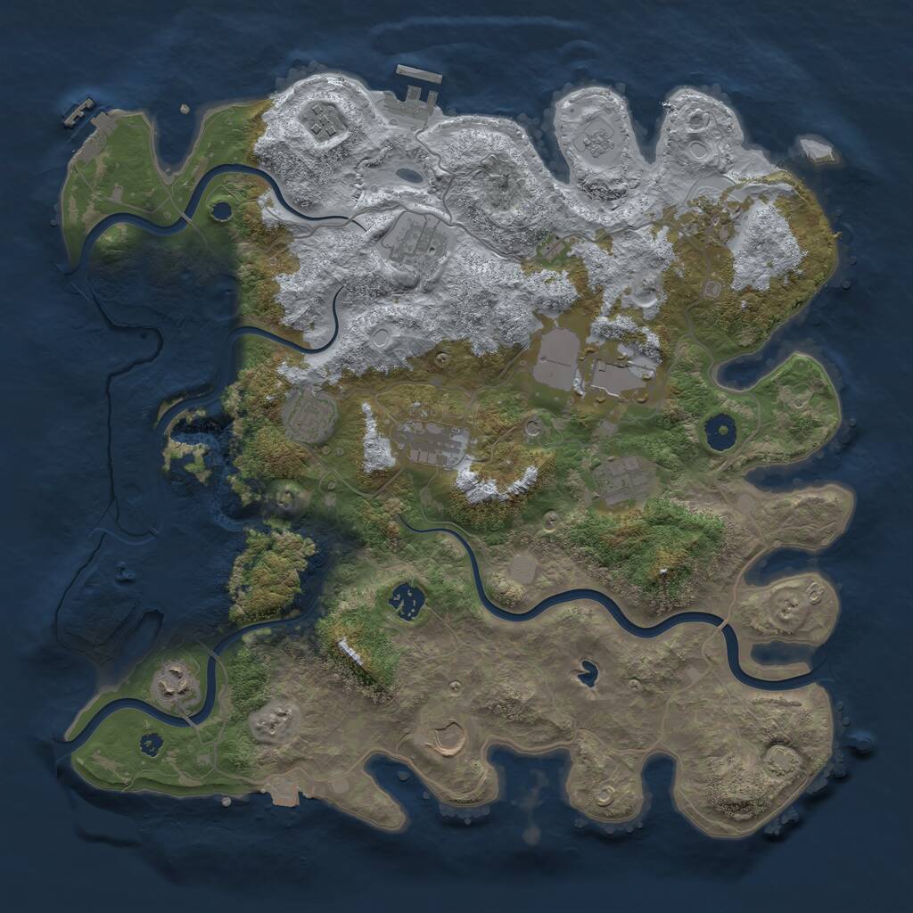 Rust Map: Procedural Map, Size: 4000, Seed: 851218, 16 Monuments