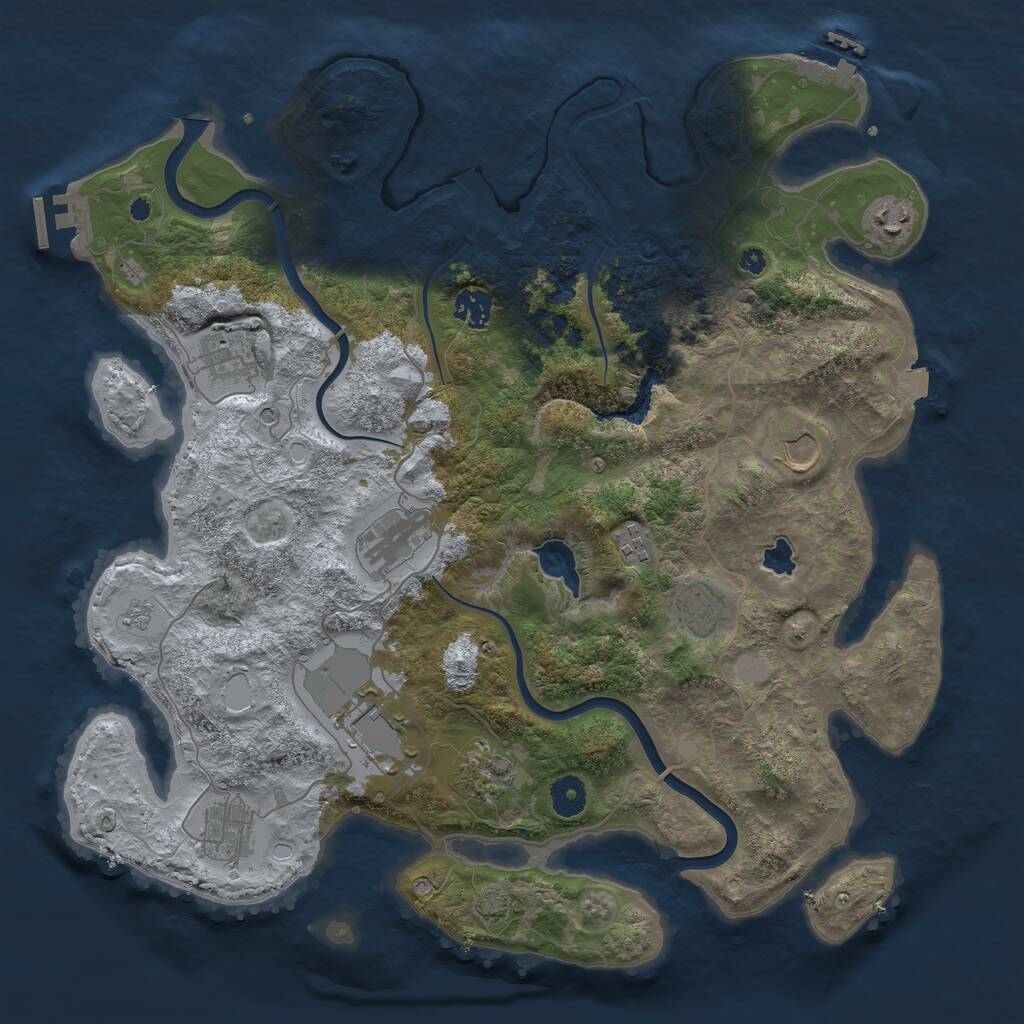 Rust Map: Procedural Map, Size: 4000, Seed: 1646675, 16 Monuments