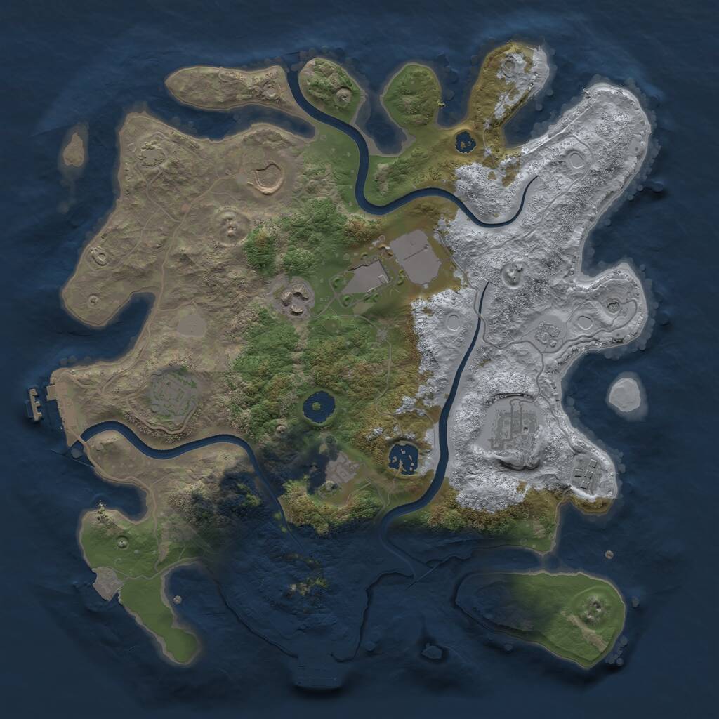 Rust Map: Procedural Map, Size: 3500, Seed: 18273645, 14 Monuments