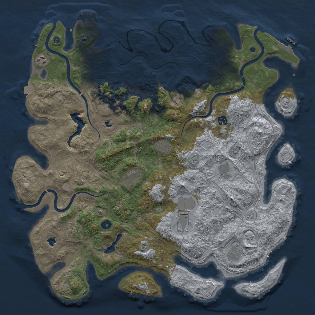 Rust Map: Procedural Map, Size: 4800, Seed: 1377631871, 16 Monuments