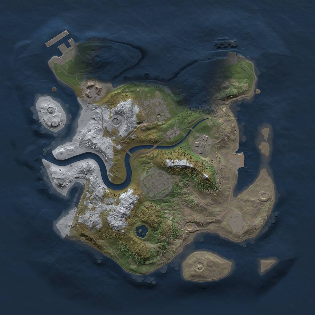Rust Map: Procedural Map, Size: 2500, Seed: 623206737, 8 Monuments