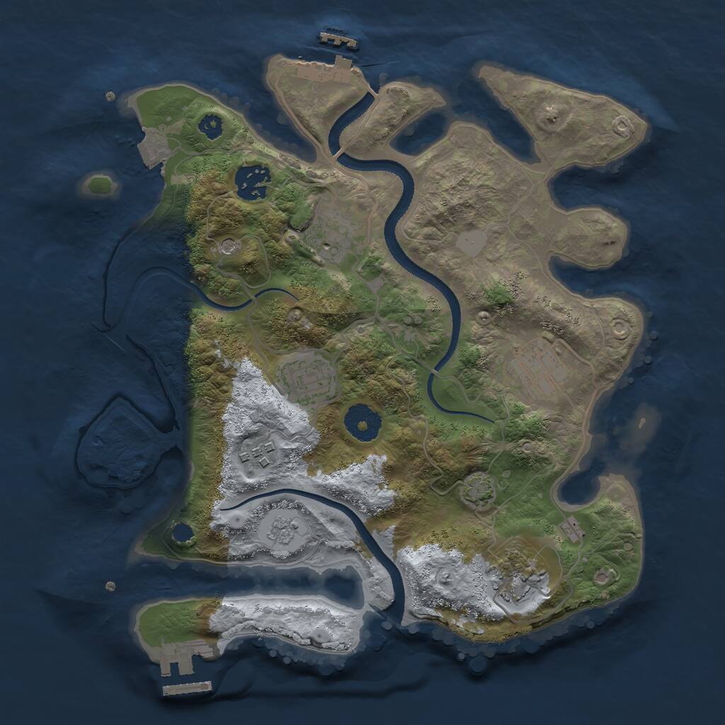 Rust Map: Procedural Map, Size: 3000, Seed: 830606058, 12 Monuments