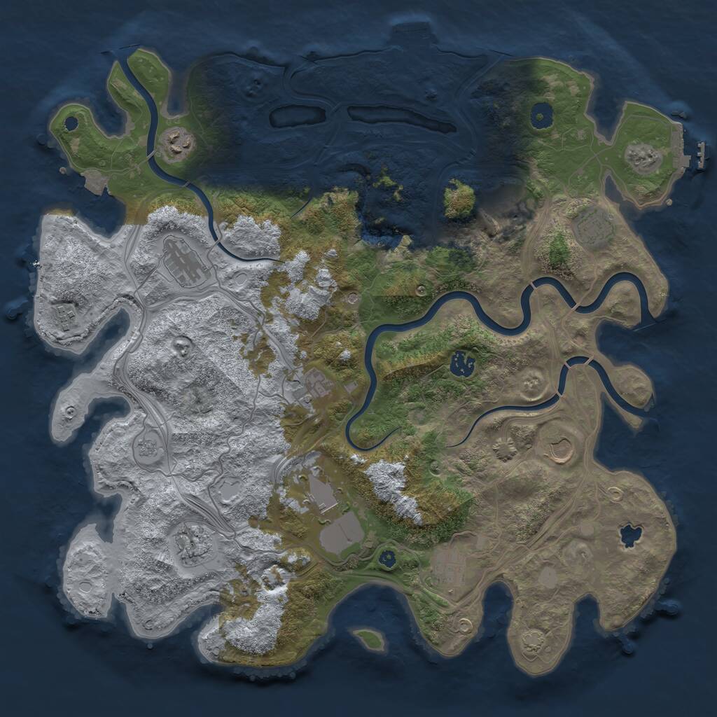 Rust Map: Procedural Map, Size: 4250, Seed: 858953577, 17 Monuments