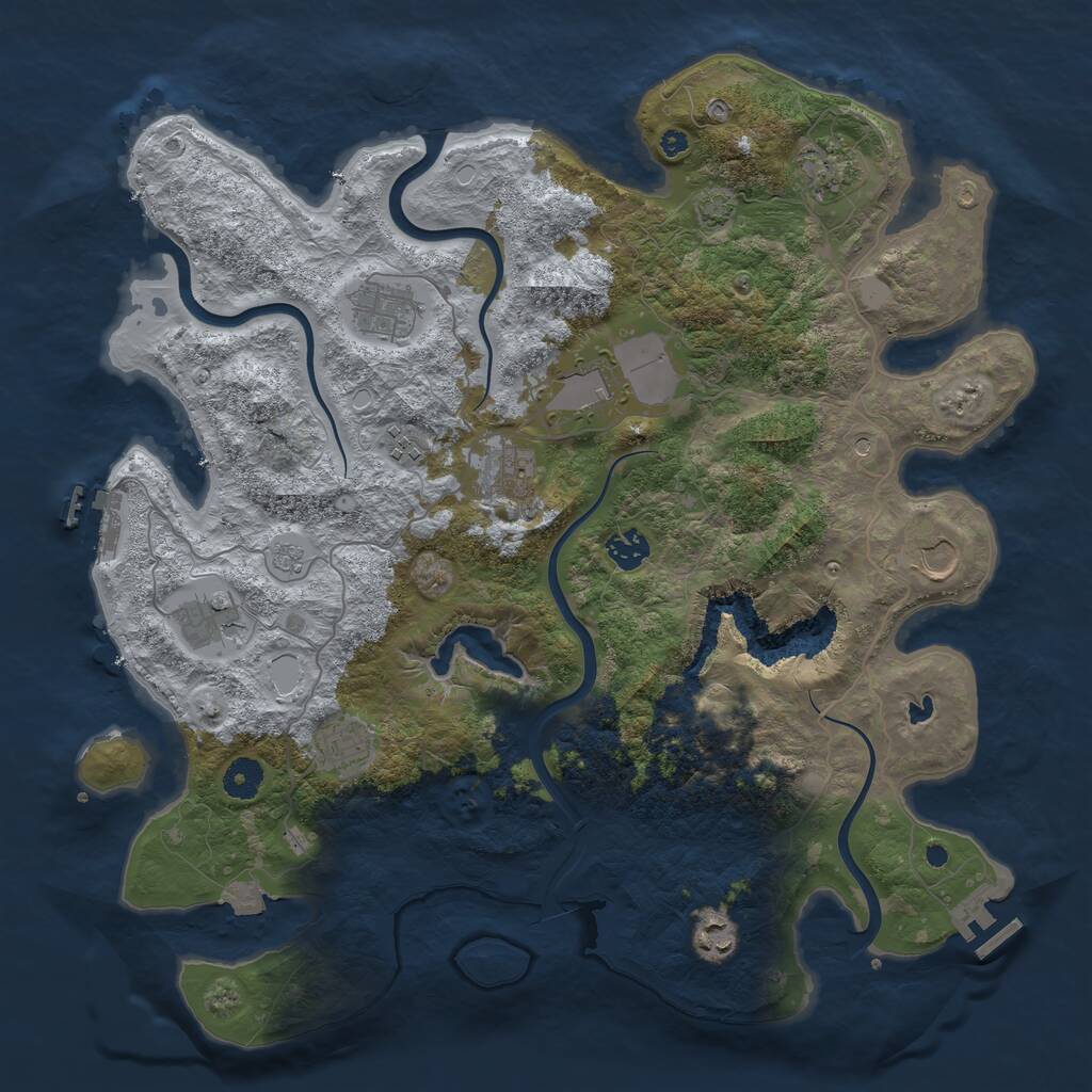 Rust Map: Procedural Map, Size: 4050, Seed: 1917389687, 16 Monuments