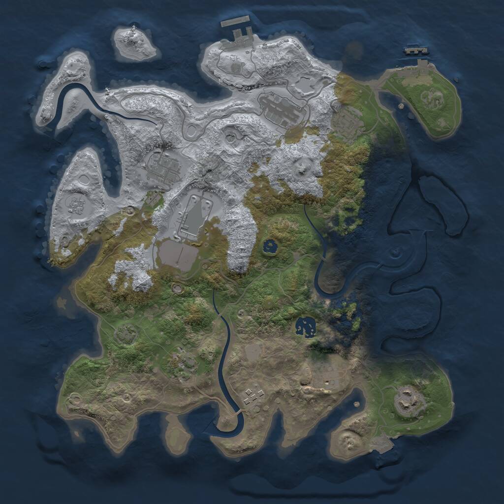 Rust Map: Procedural Map, Size: 3500, Seed: 991015687, 15 Monuments