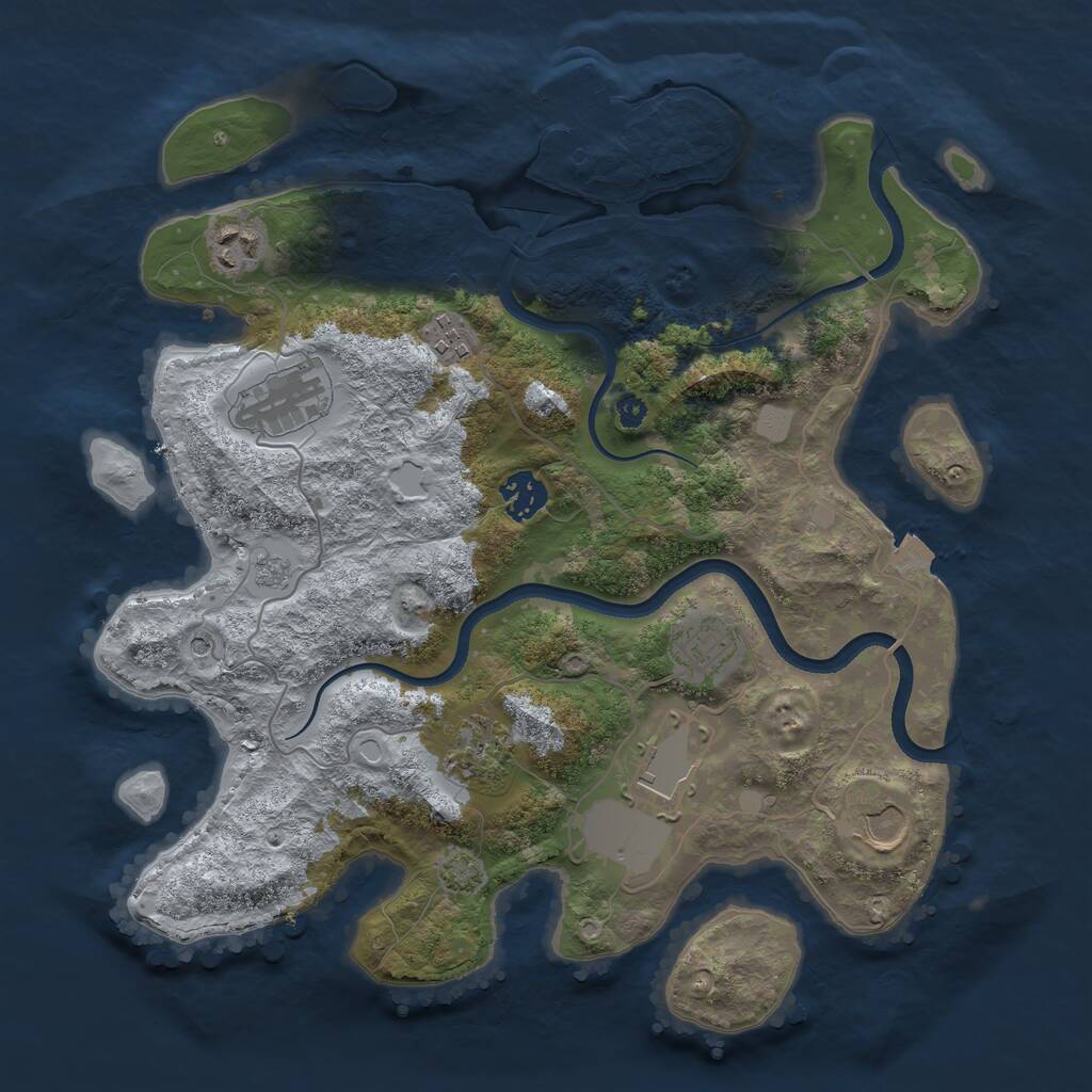 Rust Map: Procedural Map, Size: 3500, Seed: 2081081321, 13 Monuments