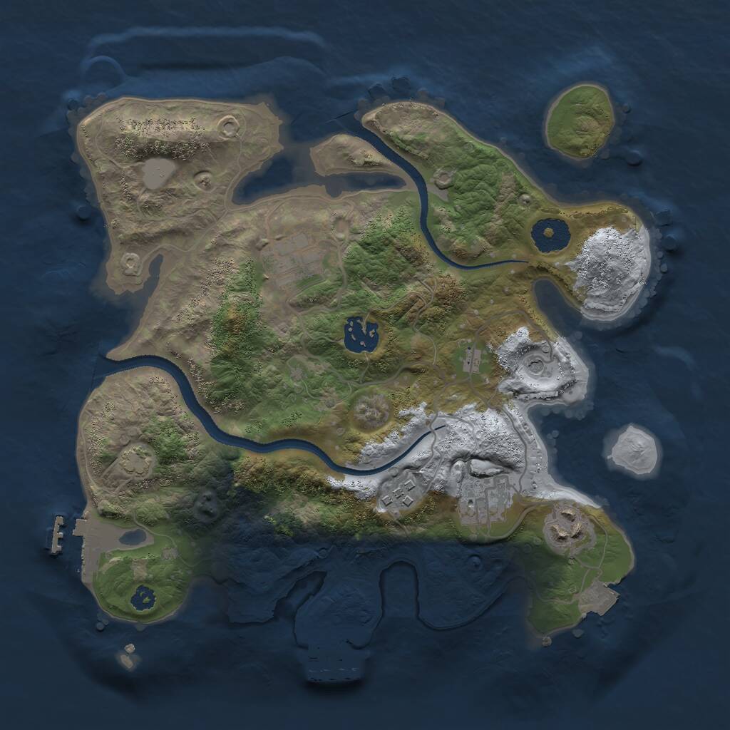 Rust Map: Procedural Map, Size: 3000, Seed: 1027223772, 10 Monuments