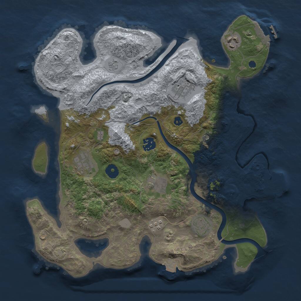 Rust Map: Procedural Map, Size: 3380, Seed: 827856, 13 Monuments
