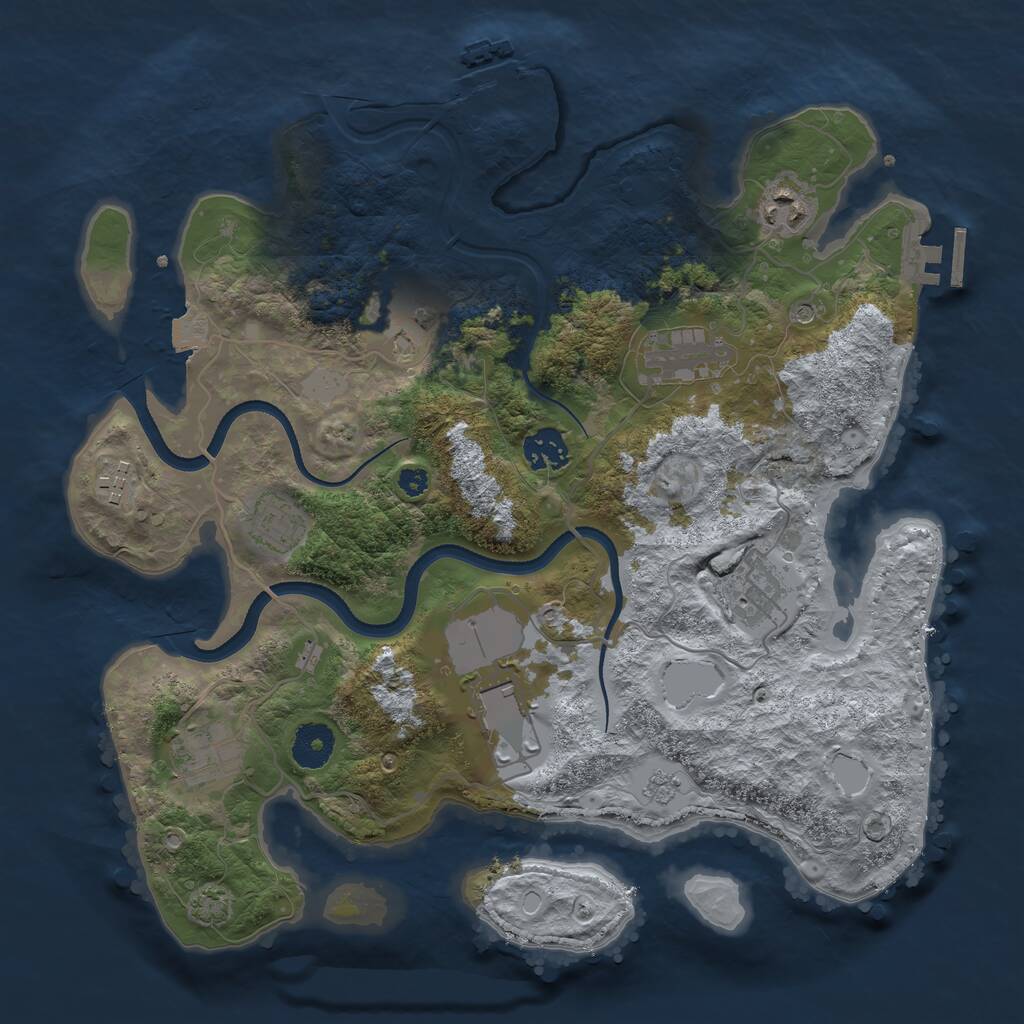 Rust Map: Procedural Map, Size: 3500, Seed: 607249973, 15 Monuments