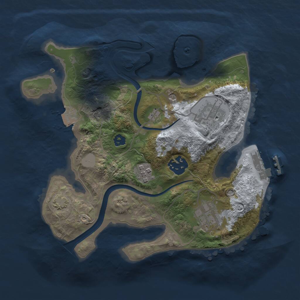 Rust Map: Procedural Map, Size: 2500, Seed: 46862, 8 Monuments