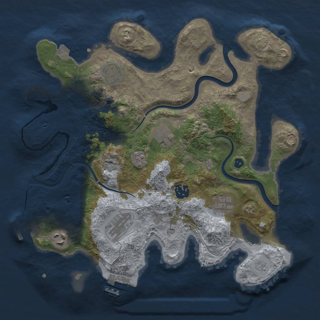 Rust Map: Procedural Map, Size: 3300, Seed: 1909178961, 13 Monuments