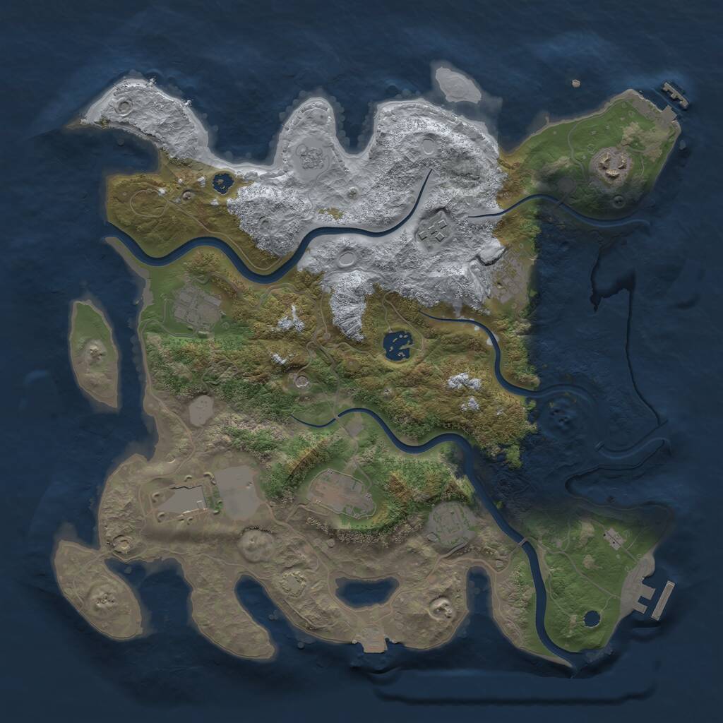 Rust Map: Procedural Map, Size: 3600, Seed: 58345, 14 Monuments
