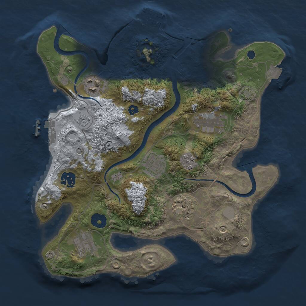 Rust Map: Procedural Map, Size: 3000, Seed: 2045932254, 13 Monuments