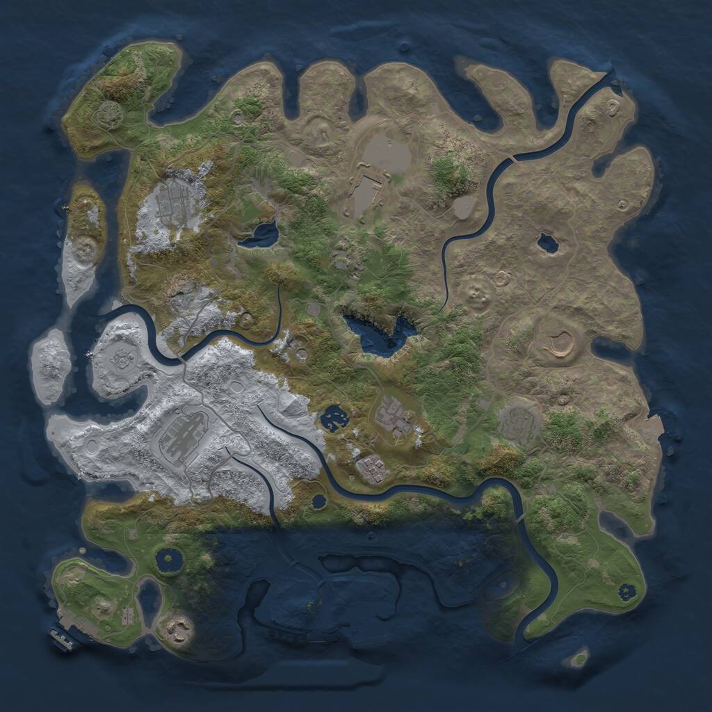 Rust Map: Procedural Map, Size: 4096, Seed: 2053503259, 16 Monuments