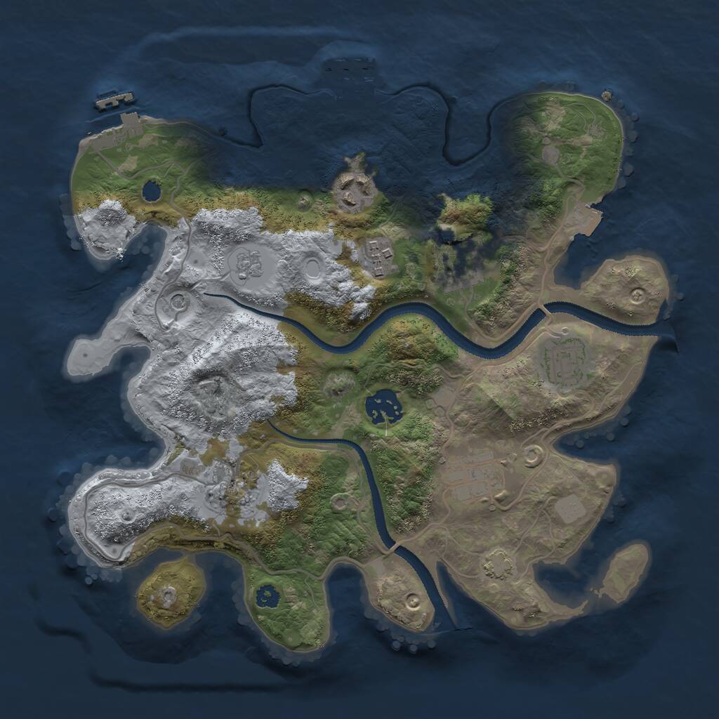 Rust Map: Procedural Map, Size: 3000, Seed: 1037830801, 13 Monuments