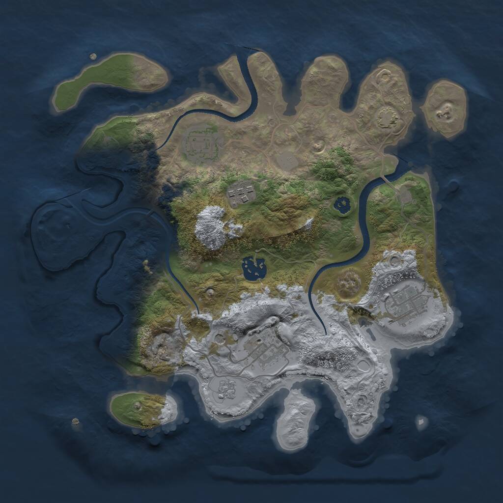 Rust Map: Procedural Map, Size: 3000, Seed: 72283739, 9 Monuments