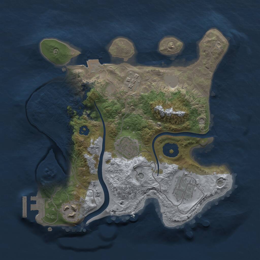 Rust Map: Procedural Map, Size: 2500, Seed: 1893068574, 7 Monuments
