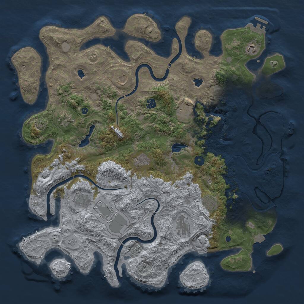 Rust Map: Procedural Map, Size: 4500, Seed: 345342, 17 Monuments