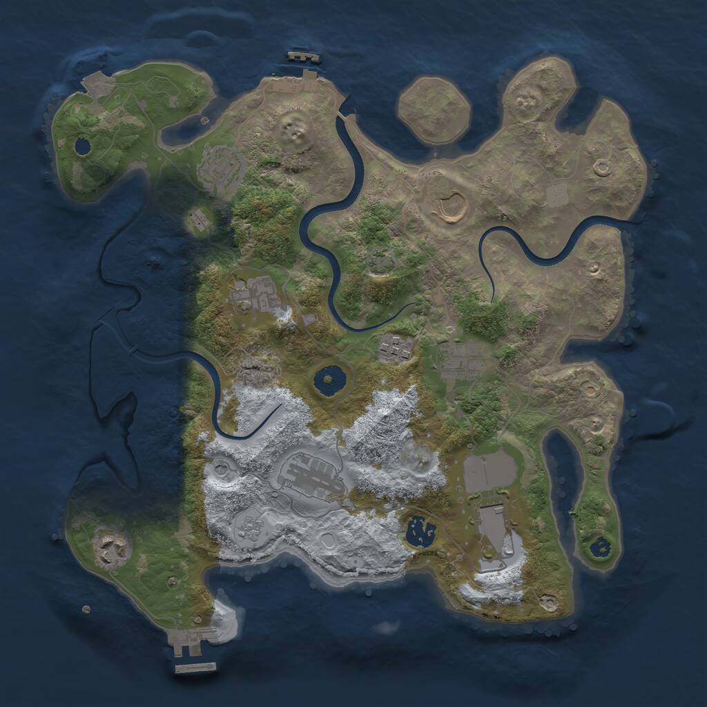 Rust Map: Procedural Map, Size: 3500, Seed: 9628, 15 Monuments