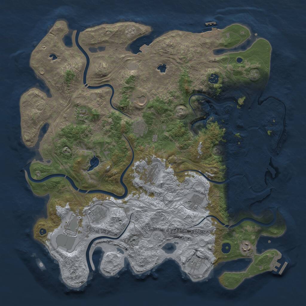Rust Map: Procedural Map, Size: 4500, Seed: 654343, 17 Monuments