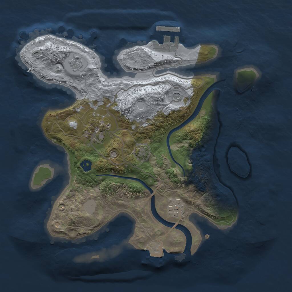 Rust Map: Procedural Map, Size: 2500, Seed: 648286, 7 Monuments