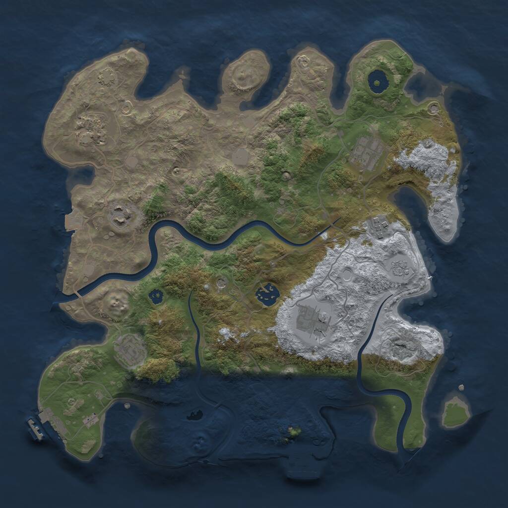 Rust Map: Procedural Map, Size: 3498, Seed: 1449881993, 13 Monuments