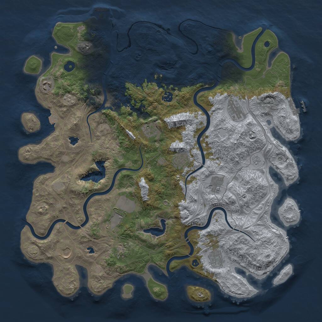 Rust Map: Procedural Map, Size: 4500, Seed: 1029103990, 17 Monuments