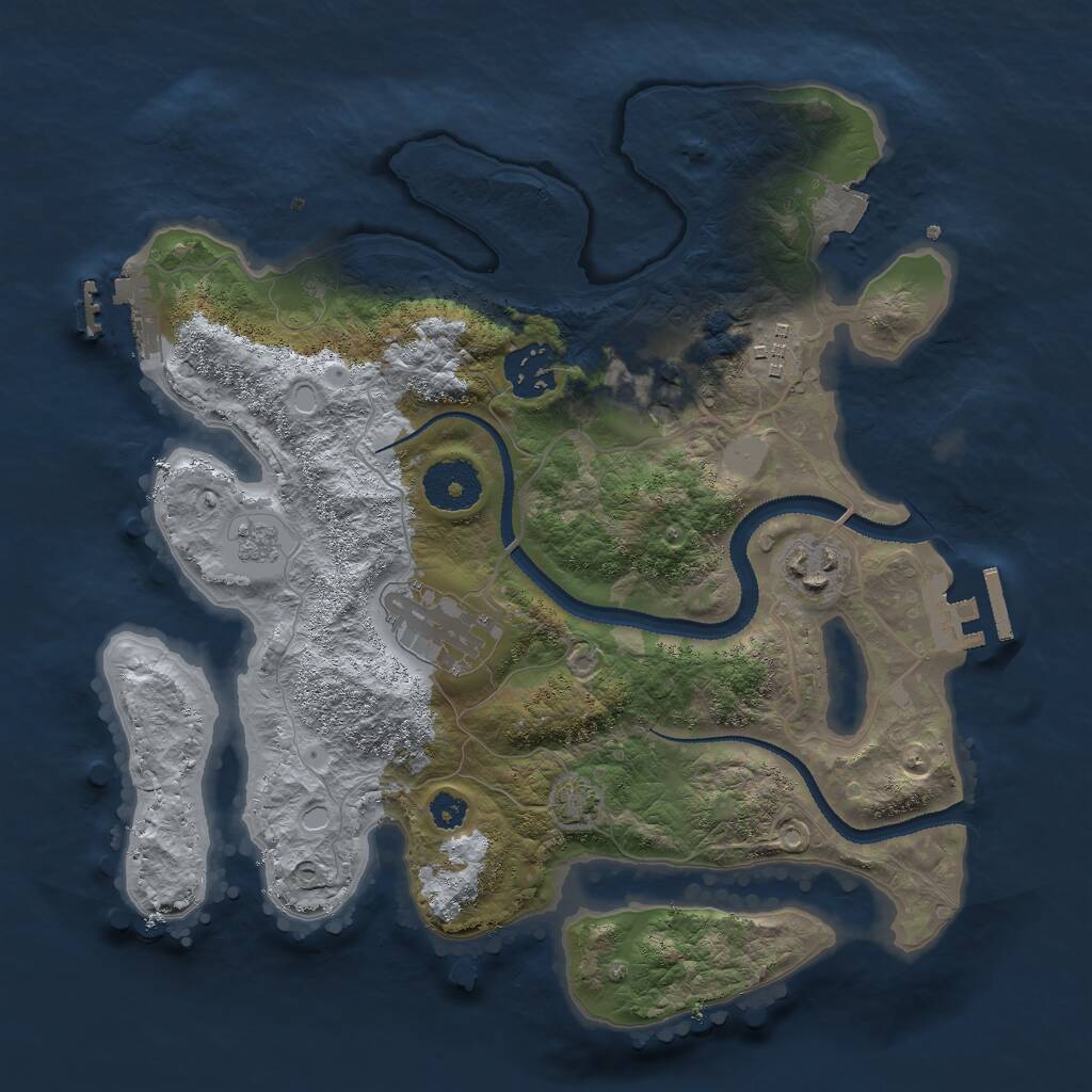 Rust Map: Procedural Map, Size: 3000, Seed: 1458342557, 10 Monuments