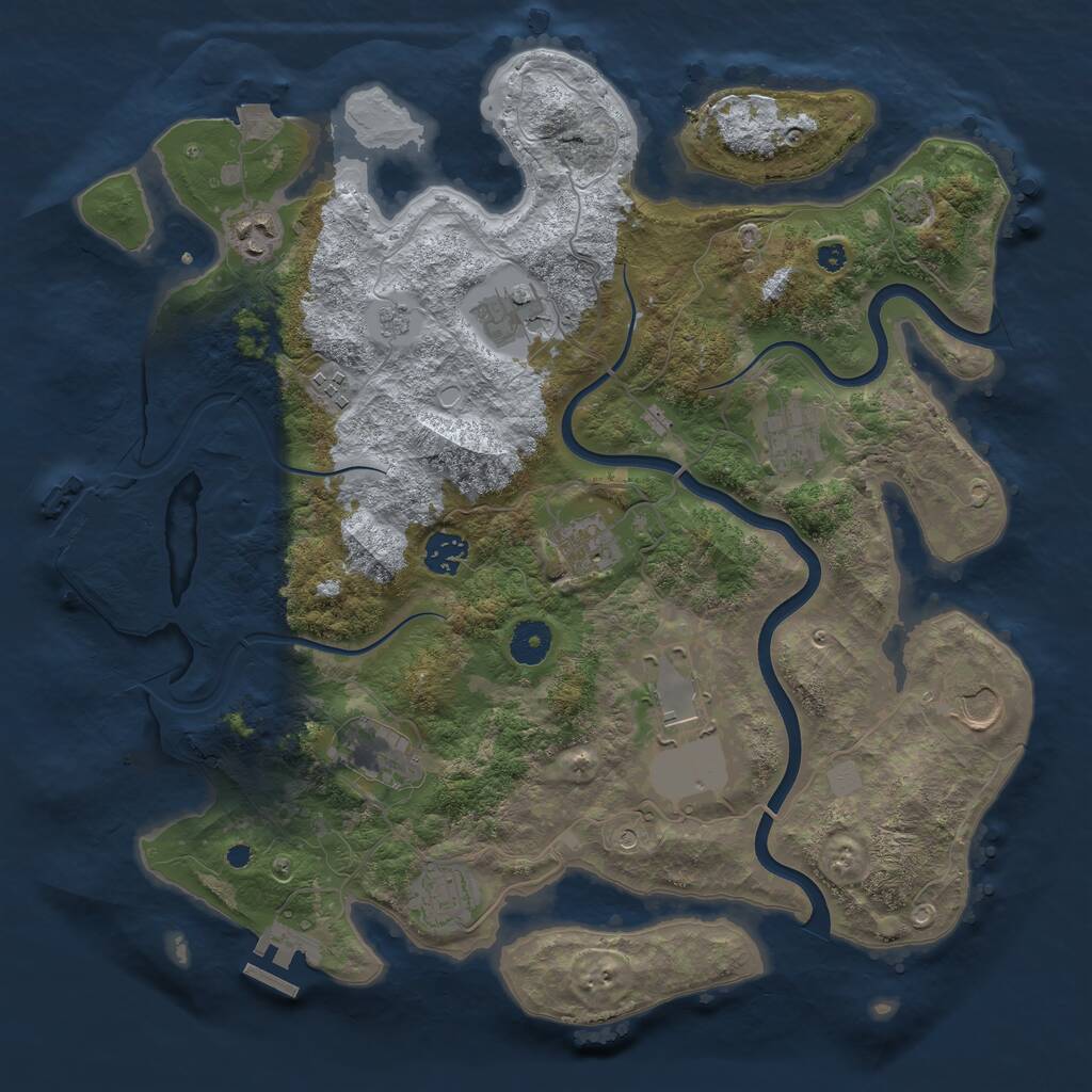Rust Map: Procedural Map, Size: 3800, Seed: 46849, 16 Monuments