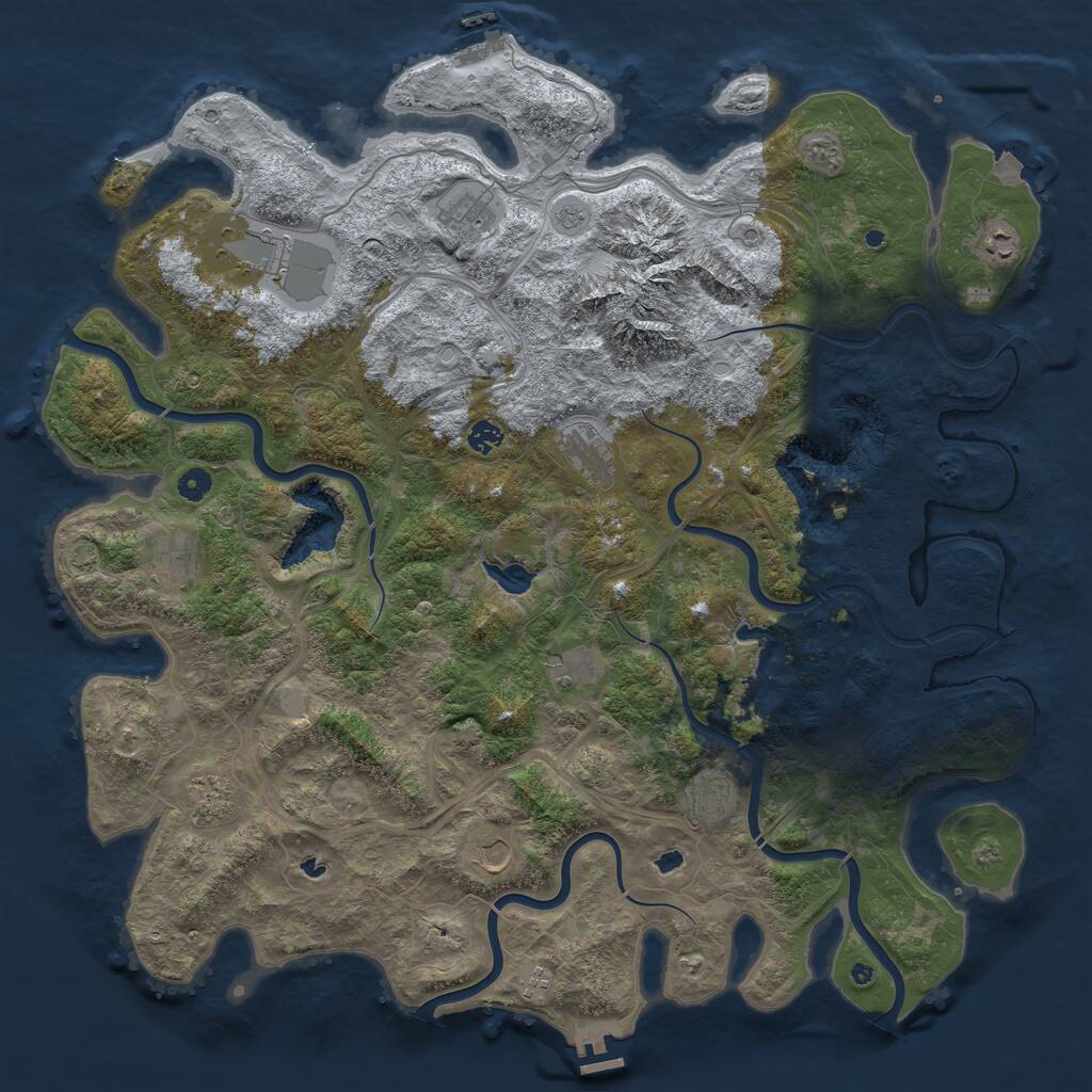 Rust Map: Procedural Map, Size: 5000, Seed: 1088654581, 17 Monuments