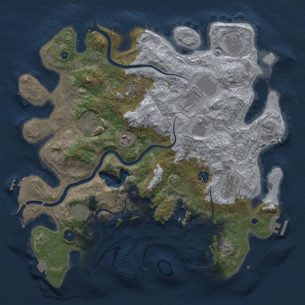 Rust Map: Procedural Map, Size: 4000, Seed: 2102857603, 16 Monuments