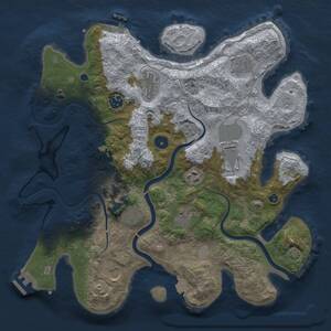 Thumbnail Rust Map: Procedural Map, Size: 3700, Seed: 75997638, 15 Monuments