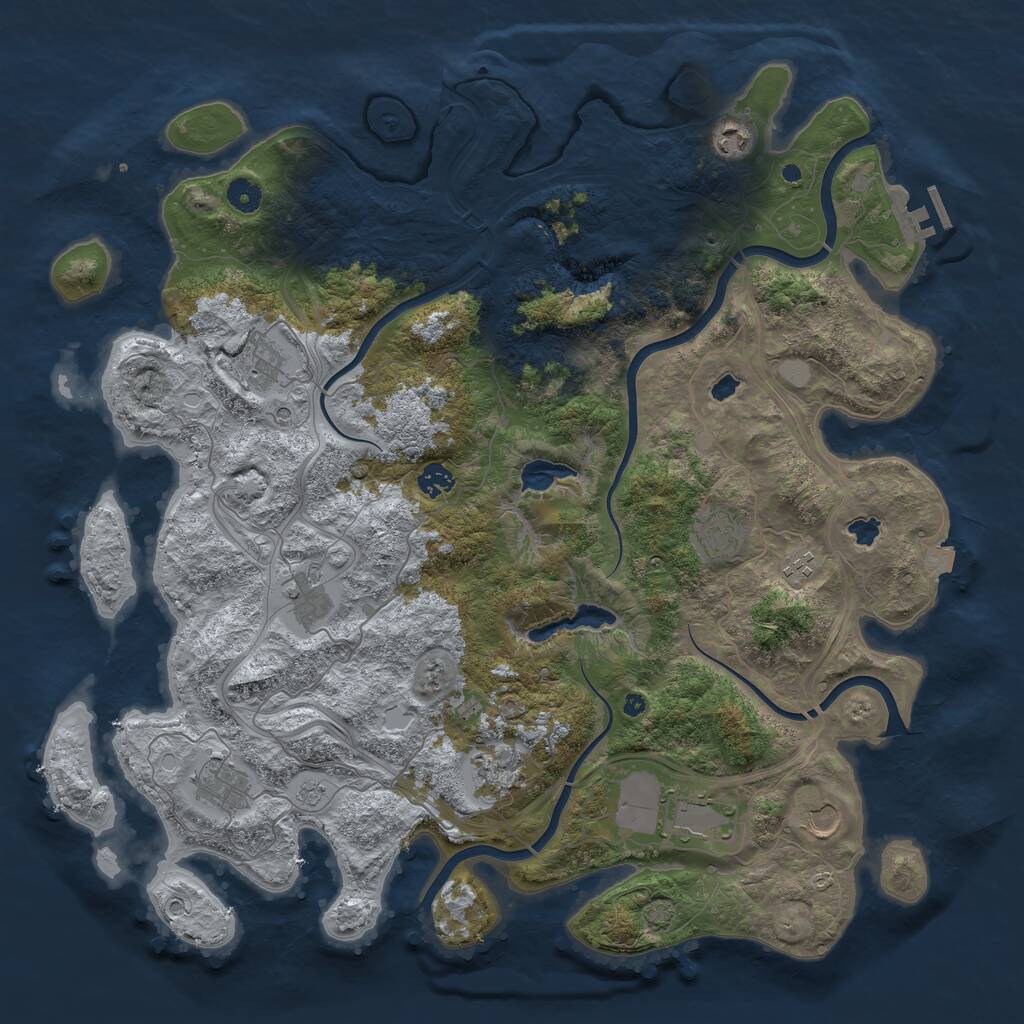 Rust Map: Procedural Map, Size: 4500, Seed: 605058, 15 Monuments