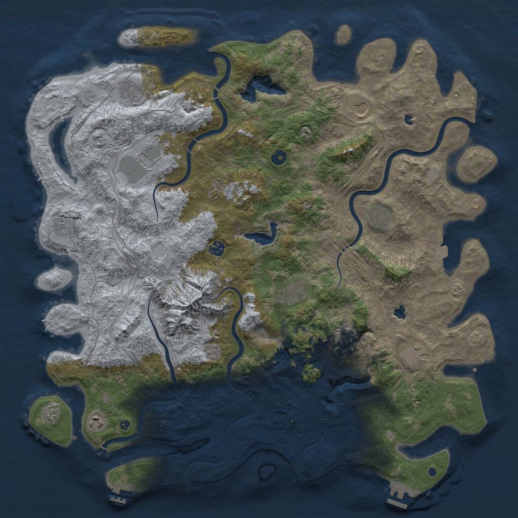 Rust Map: Procedural Map, Size: 5100, Seed: 1991779007, 17 Monuments