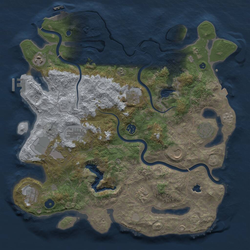 Rust Map: Procedural Map, Size: 4000, Seed: 648245, 16 Monuments