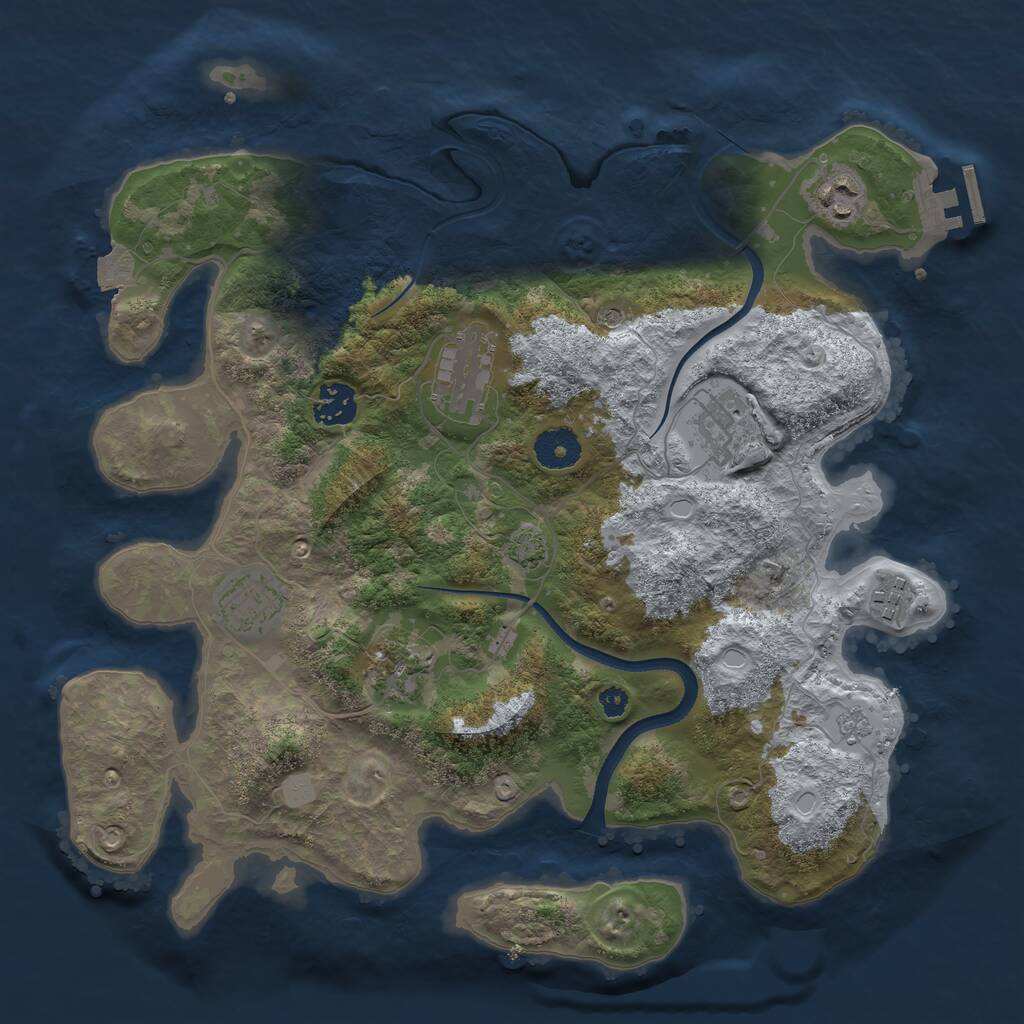 Rust Map: Procedural Map, Size: 3500, Seed: 579394391, 12 Monuments
