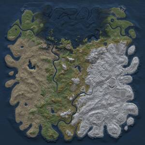 Thumbnail Rust Map: Procedural Map, Size: 6000, Seed: 1679879374, 17 Monuments