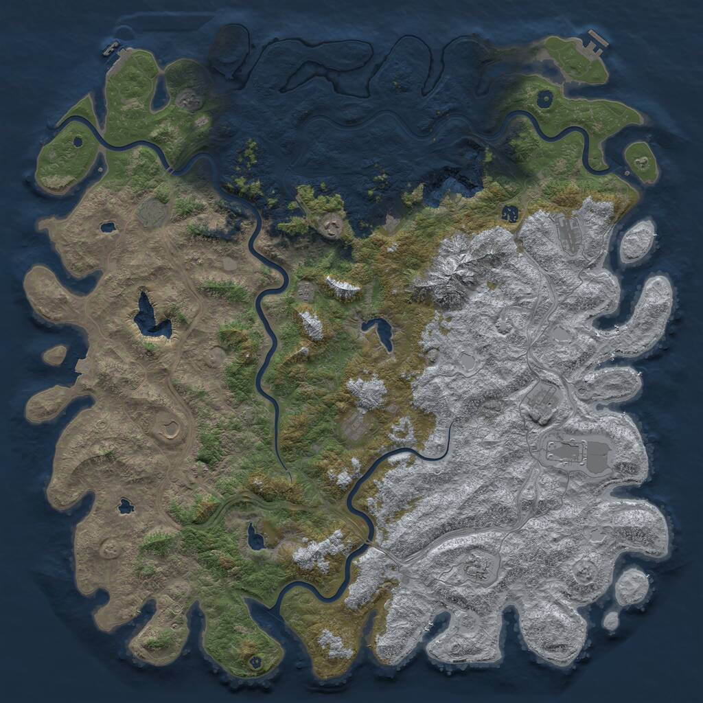Rust Map: Procedural Map, Size: 6000, Seed: 1679879374, 17 Monuments