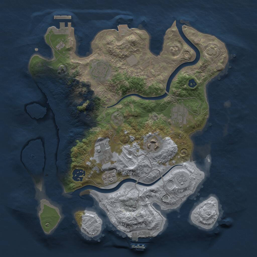 Rust Map: Procedural Map, Size: 3000, Seed: 2503648, 12 Monuments